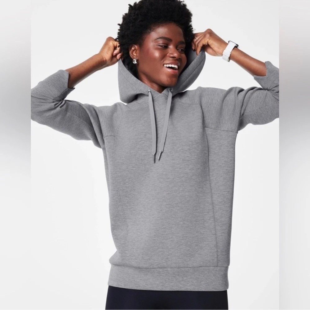 NWT Spanx Pullover Hoodie Small Grey Heather Air Essentials Soft Lightweight